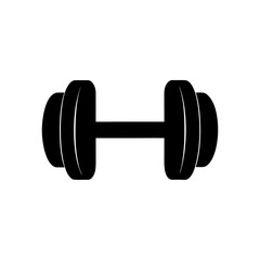 Simple black dumbbell graphic on transparent background silhouette
