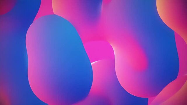 Abstract Liquid Flowing Softly with Fluorescent Pink, Blue, and Purple Gradients as a Seamless Loop Motion Background