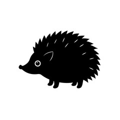 Silhouette of a cute hedgehog on transparent background