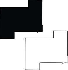 Map of Beckham County Oklahoma USA Silhouette Flat and Outline Design