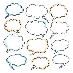 Obraz premium Collection of empty speech bubbles and thought clouds for communication ideas