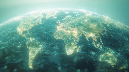 A vibrant view of a world lit by digital connections, showcasing the networks uniting humanity