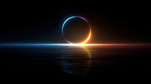 Glowing ring over dark water