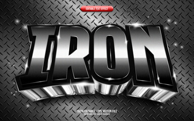 Bold metallic iron 3D editable text effect