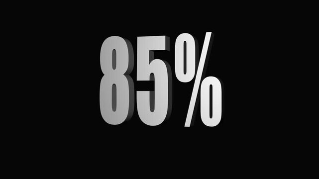 Animated visual of the number eighty-two percent on a black background