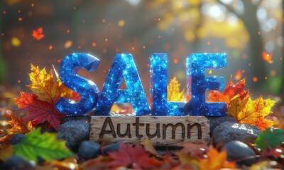Autumn Sale, promotion design, realistic 3D sign.
