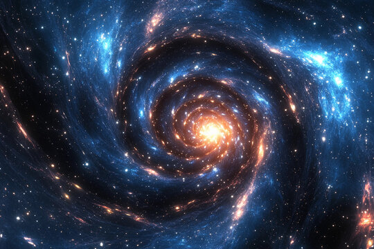 Galactic spiral showcasing vibrant colors and cosmic features in a star-filled universe