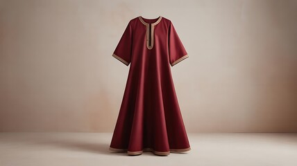 Elegant Maroon Djellaba Dress Traditional Clothing Fashion
