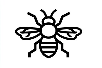 Black and white line drawing of a bee.