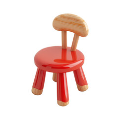 Cute wooden chair with red finish ideal for children's playroom or nursery decoration