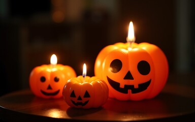 Candle lit Halloween Pumpkins. High quality