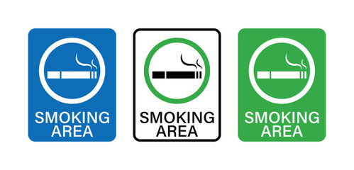 Smoking Area Icons, Cigarette Symbol, Designated Zone Pictogram, Outdoor Smoking Marker, Tobacco Notice, Public Space Vector