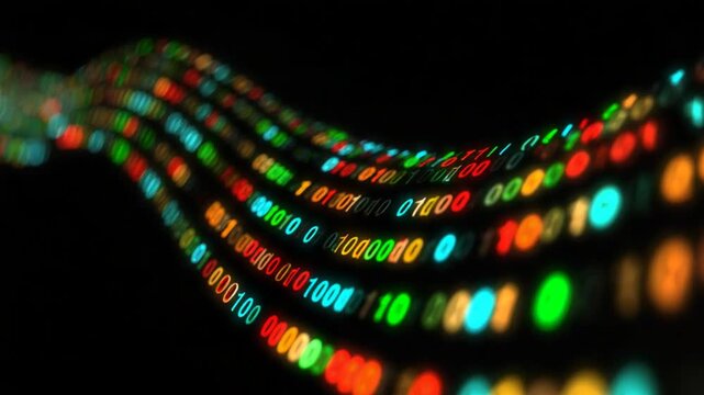 Colorful binary code animation