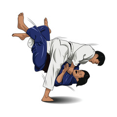 Judo Athletes Practicing Throw Technique as a Symbol of Teamwork and Discipline