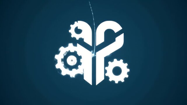 Conceptual illustration representing the synergy between nature and industry, with a plant icon merging with mechanical gears symbolizing green technology