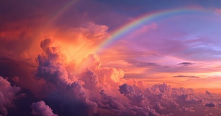 A vibrant sunset glows over calm ocean waters, with dramatic clouds painting the evening sky.