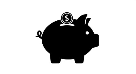 Black Piggy Bank Icon Savings Money Finance