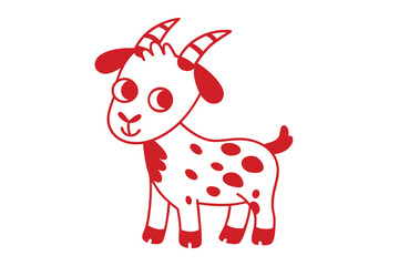 Cartoon goat outlined in red shows a sweet spotted look against a white backdrop
