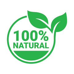 100% Natural Product Label Circle Vector Logo. Healthy Food Badge. Set of eco friendly icons. Ecologic food stamps.
