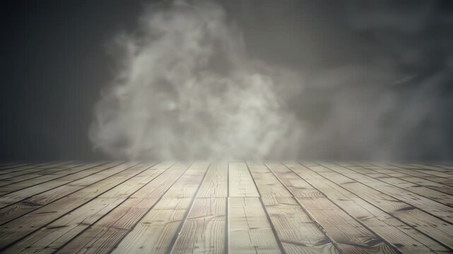 Wooden stage and misty background