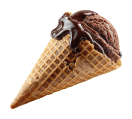 Indulging in chocolate ice cream cone dessert shop food isolated on transparent background