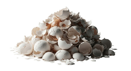 Fototapeta premium A Pile of Cracked Eggshells Isolated Transparent PNG