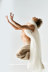 Dynamic expression of movement by a young dancer in a contemporary studio setting