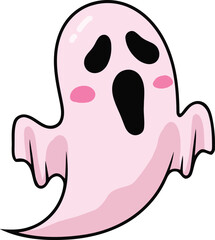 Cute pink ghost with a surprised expression