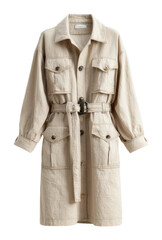 Fashion trendy beige utility dress online store apparel stylish isolated on transparent background