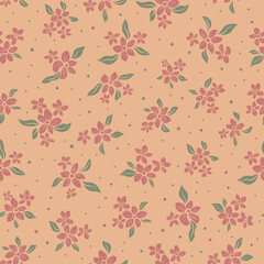Hand drawn Seamless pattern with small flowers. Cute floral background In rustic style for children’s products, textile