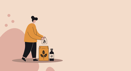 Person handling seed packets and plant care products for gardening. Represents sustainable living, eco-friendly practices, and home cultivation. Great for lifestyle, hobby, and green initiatives.