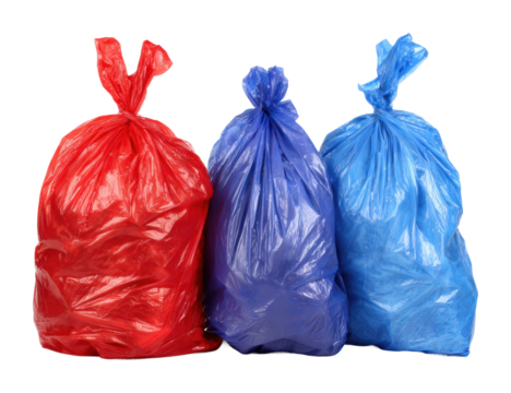 Waste management collection urban area plastic bags isolated on transparent background