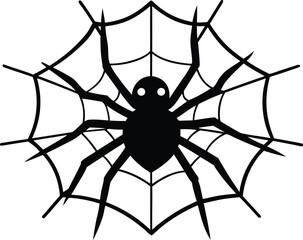 Halloween Spider Web Silhouette Illustration. Spooky Cobweb Silhouette Vector
