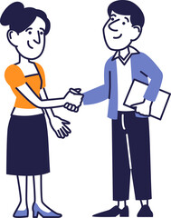Business people handshake as symbol of agreement and partnership, conceptual flat style illustration.