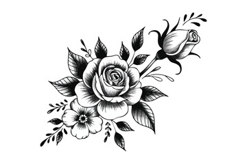 Hand-Drawn Rose Floral Bouquet Illustration