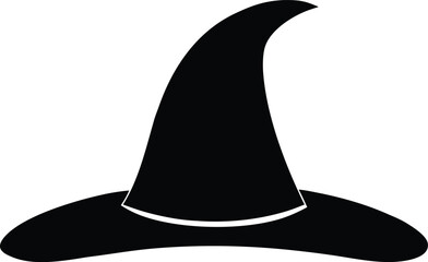Witch Hat Silhouette - Halloween Black Vector Illustration
