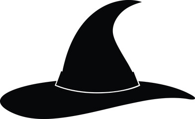 Witch Hat Silhouette - Halloween Black Vector Illustration