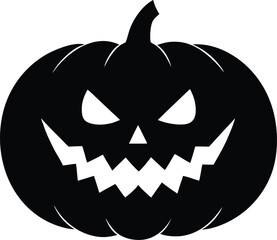 Minimal Halloween Pumpkin Silhouette, Simple Jack o Lantern Vector Icon for Logo and App Design. 