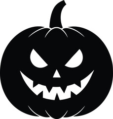 Halloween Pumpkin Silhouette Vector, Jack o Lantern Outline Icon Set, Scary Holiday Symbol Collection. 