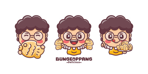 cartoon mascot vector illustration with bungeoppang