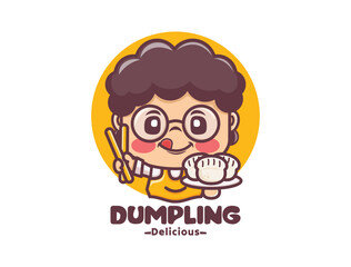 cartoon mascot vector illustration with dumpling