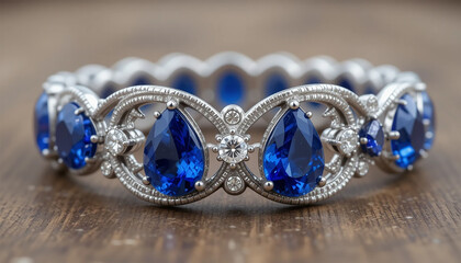  A stunning bracelet featuring blue sapphires and diamonds, showcasing a blend of elegance and sophistication