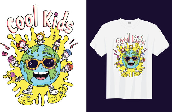 Cool Kids Save Planet &ndash; Climate Change Awareness Eco  T-Shirt Design