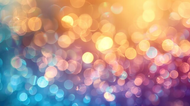 A colorful, blurred background with a mix of warm and cool colors, featuring a variety of circular shapes and patterns.