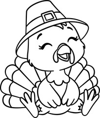 Cute Turkey Outline Cartoon