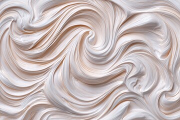 Close up surface of vanilla cream creates abstract lines and waves with soft texture. The detail shows food background patterns for design and creative use.