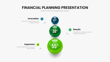 Creative Strategy Three Option Diagram Slide Design. Educational Analysis Frame Template Vector Illustration. Financial Campaign 3 Step Infographic Presentation Layout.