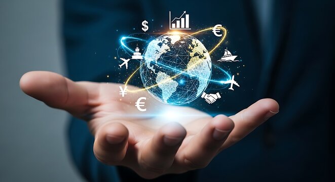 Global business network international trade and finance concept - Powered by Adobe