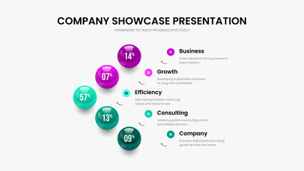 Minimal Report Five Element Diagram Frame Layout. Educational Profile 5 Option Infographic Slideshow Template. Enterprise Showcase Presentation Design Vector Illustration.