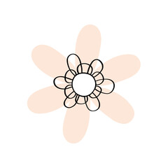 Illustration of a beige flower in outline style